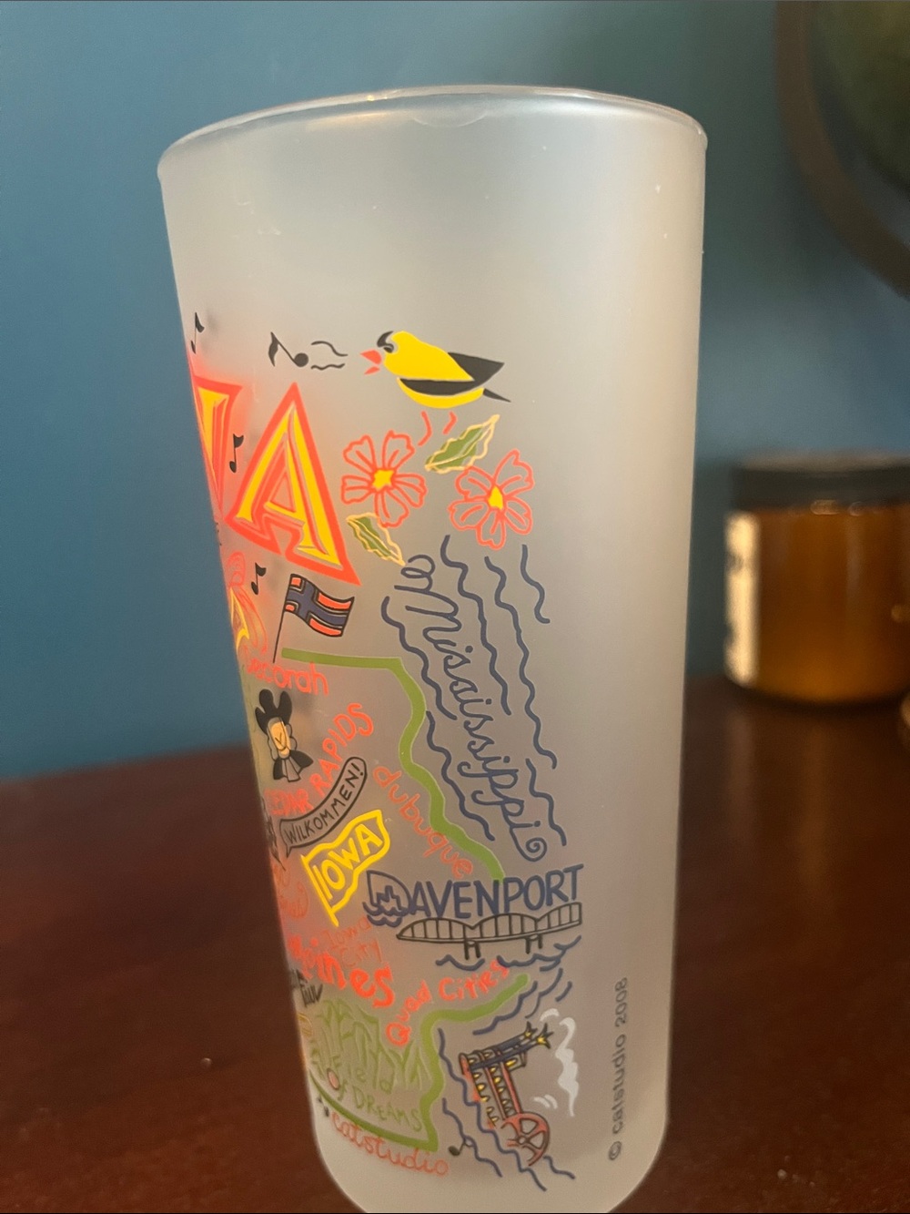 Catstudio-Iowa Souvenir Frosted Glass Cup - Multicolor - Picture 2 of 4